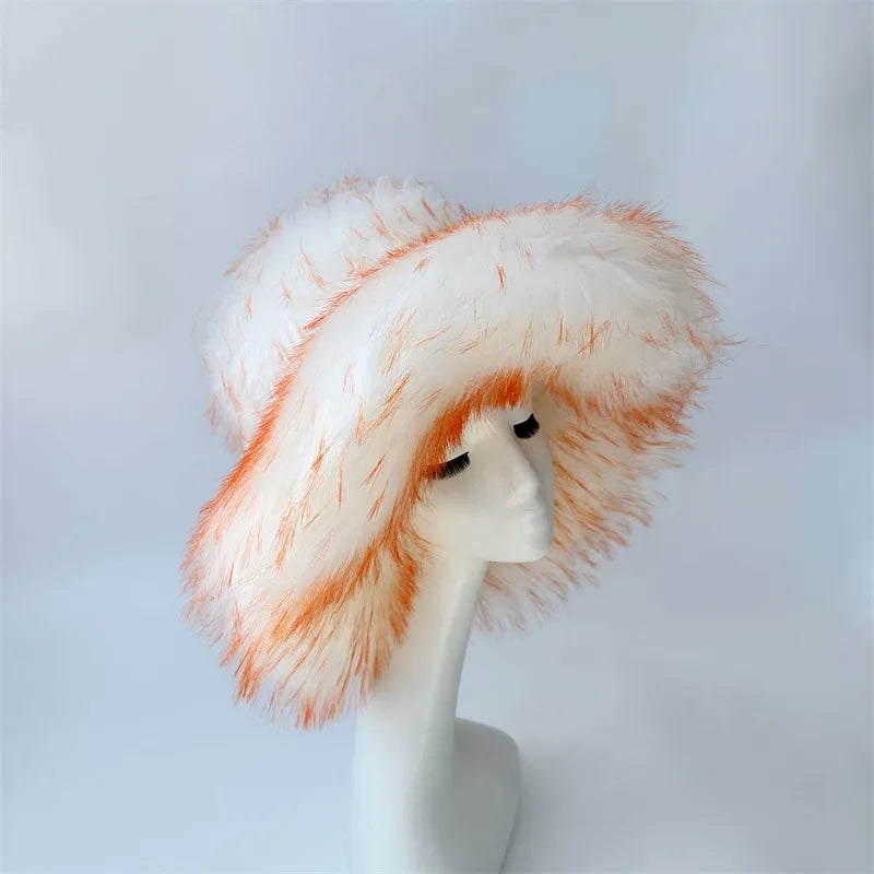women's lady punk color block big eaves felt hat
