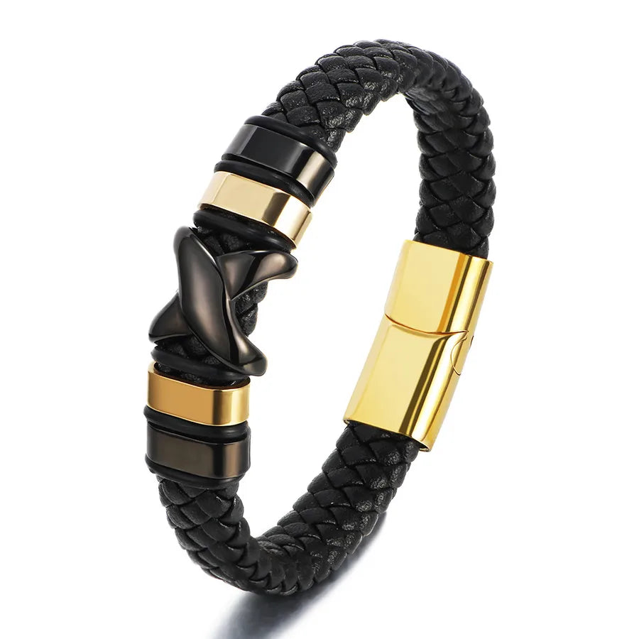 casual solid color stainless steel plating men's bangle