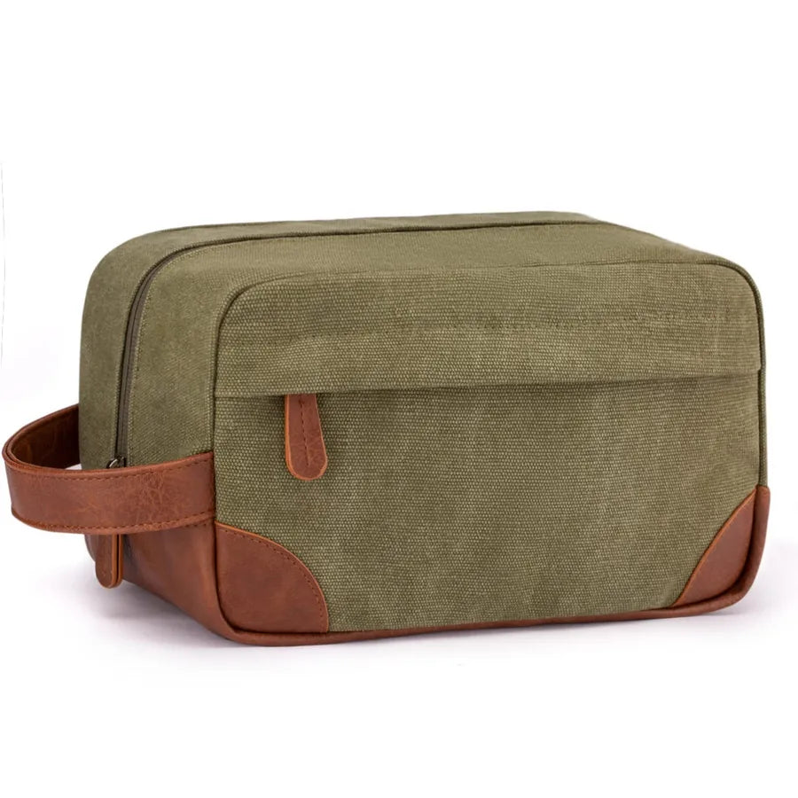 men's solid color canvas zipper cosmetic bag