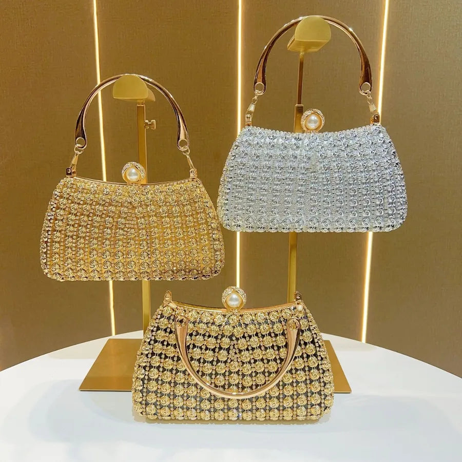 Retro Chinese Style Diamond Embedded High-End Sensation Wedding Handbag Women's Evening Dress Bag Cheongsam Clutch Bag