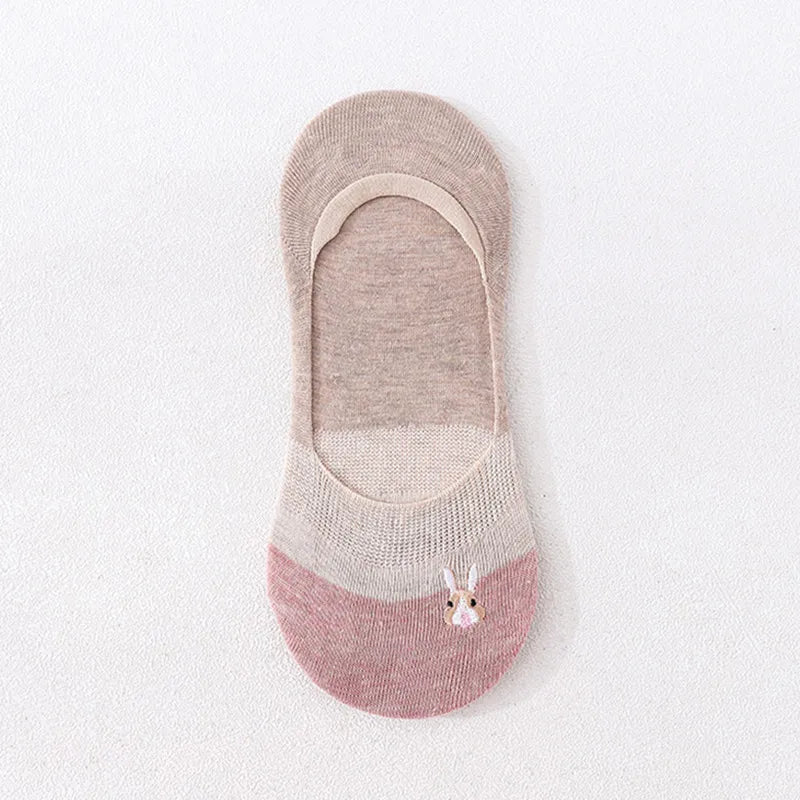 new bunny color matching invisible breathable thin women's socks