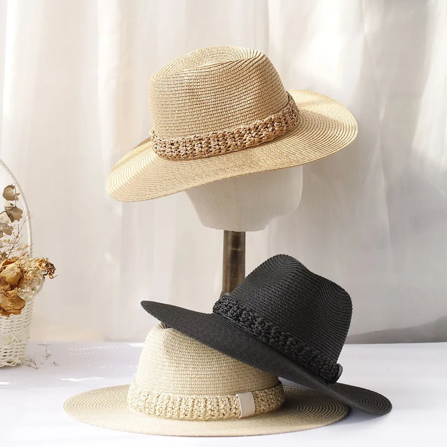 Women's Vacation Classic Style Solid Color Big Eaves Straw Hat