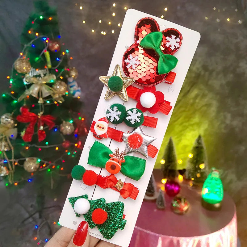 Christmas Christmas Bow Knot Cloth Metal Party Hairpin