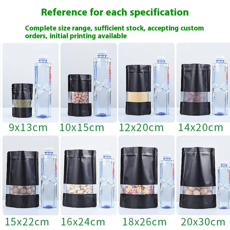 Black Aluminum Foil Bag Stand Up Self Sealing Plastic Packaging For Fish Bait Powder Moisture Proof Light Shielding