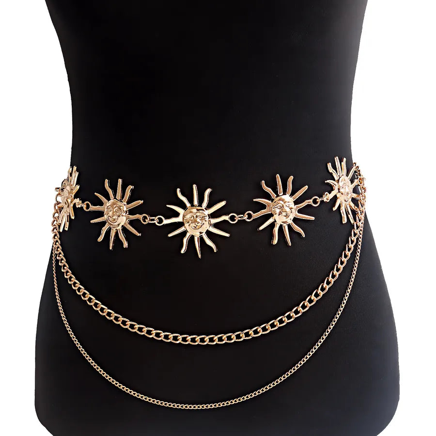 Foreign trade atmosphere metal pendant waist chain women's accessories new fashion hot girl body chain dress belt chain