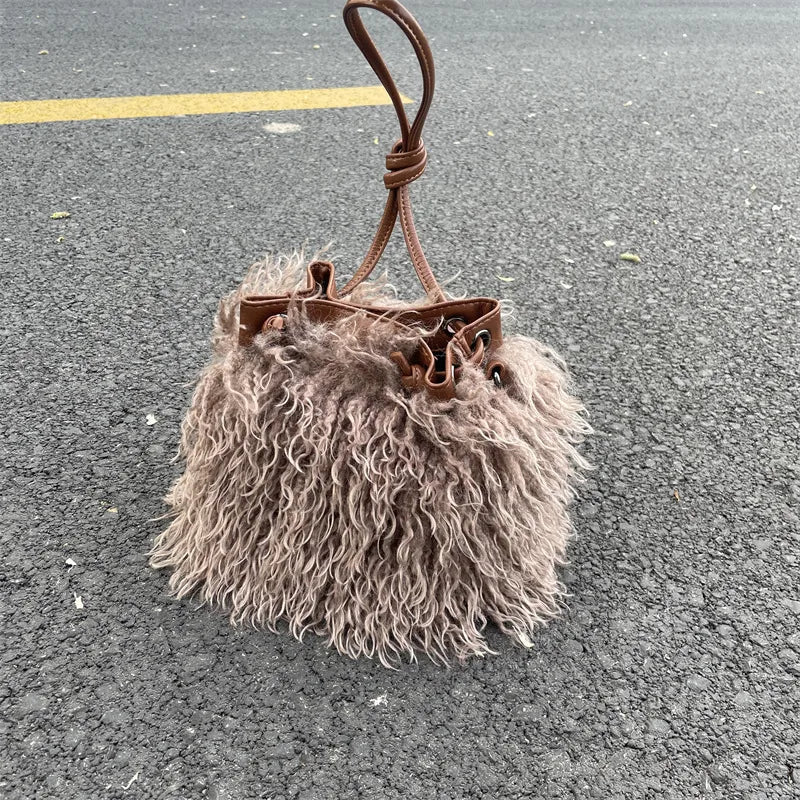 women's medium all seasons plush basic bucket bag