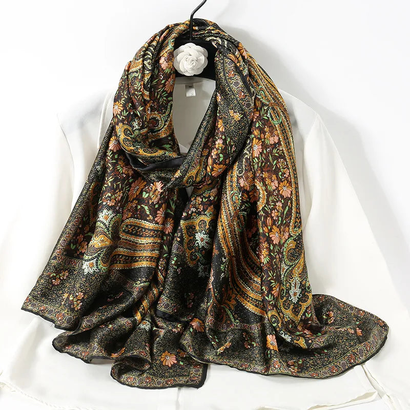 women's lady flower cloud brocade printing scarf