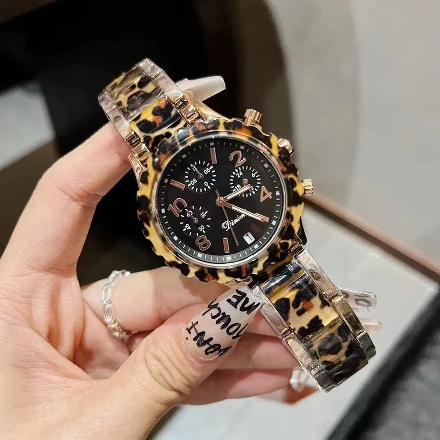 Simple Style Classic Style Leopard Butterfly Double Snap Quartz Women's Watches