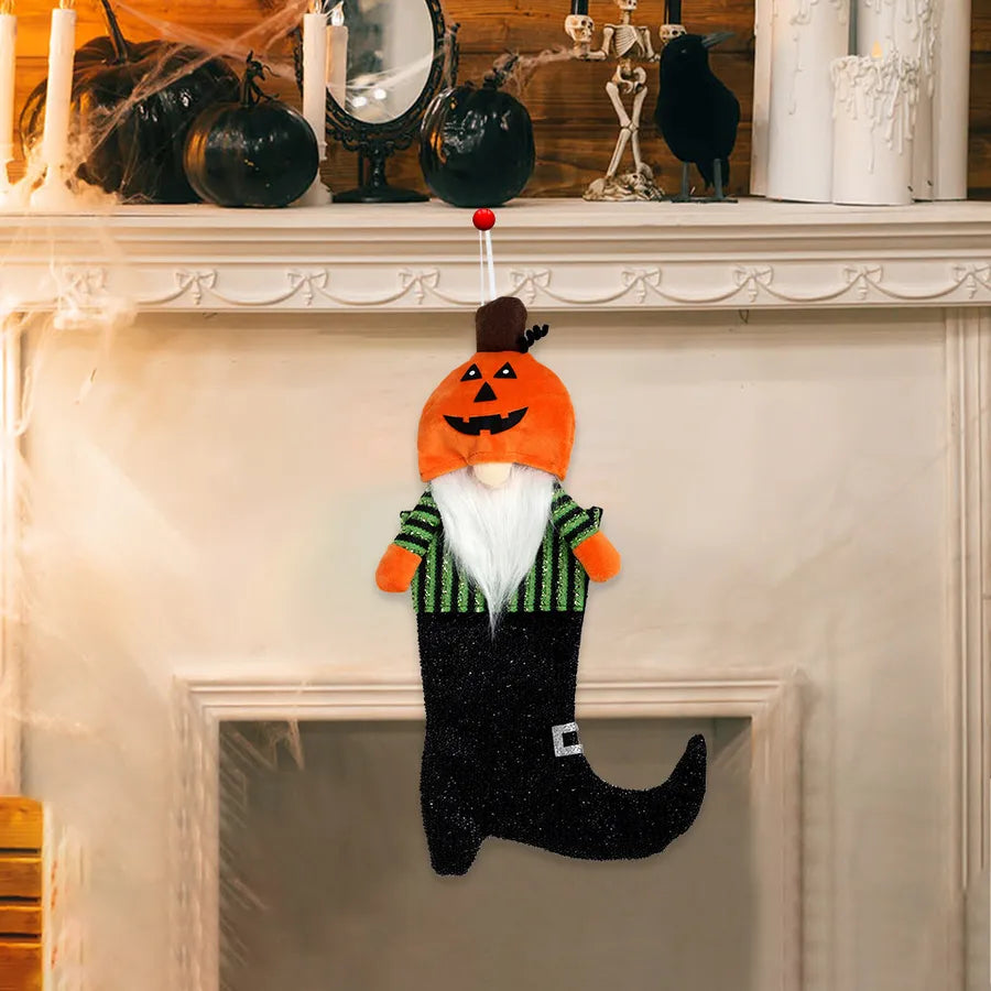 Large Size Halloween Decorations Black Cat Pumpkin Ghost Style High Heel Boot Socks Home Decoration Hanging Ornaments Polyester