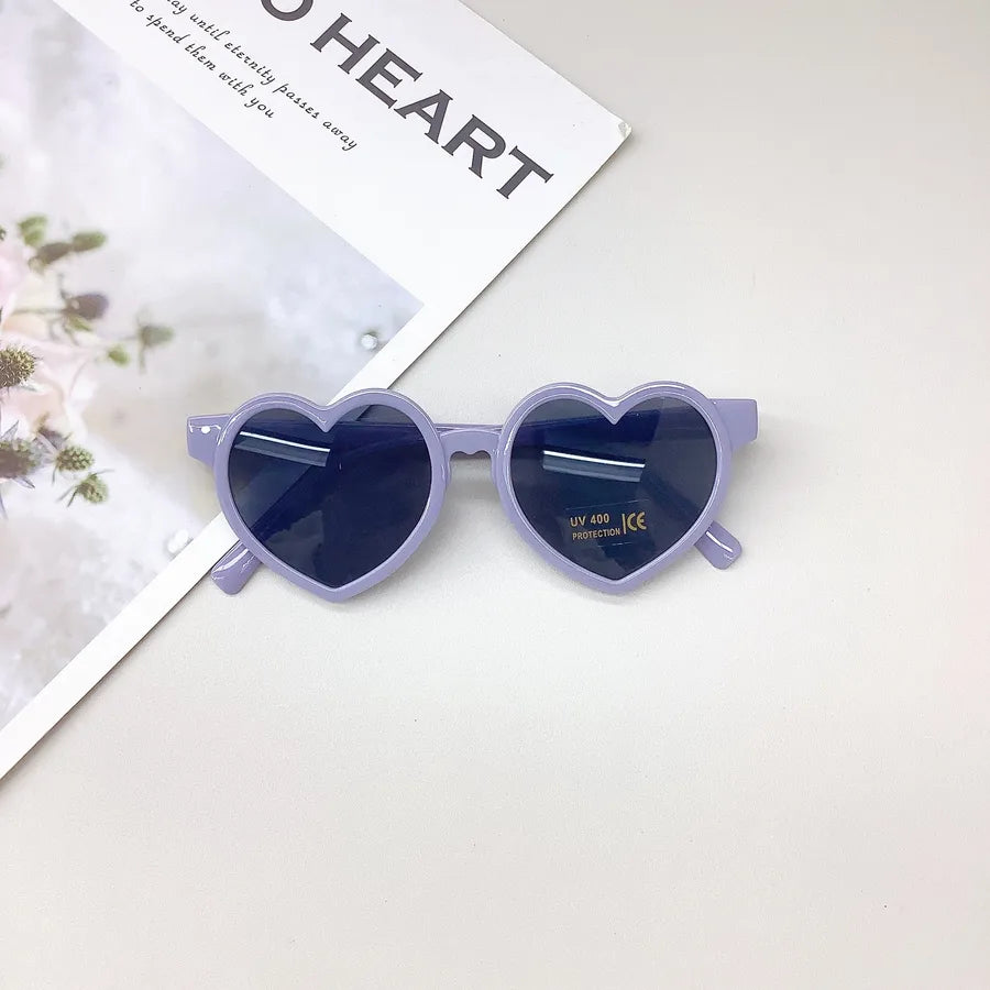 New Fashionable Unisex Children's Sunglasses UV400 Protection Heart-Shaped Design Versatile Candy Colors Baby Glasses