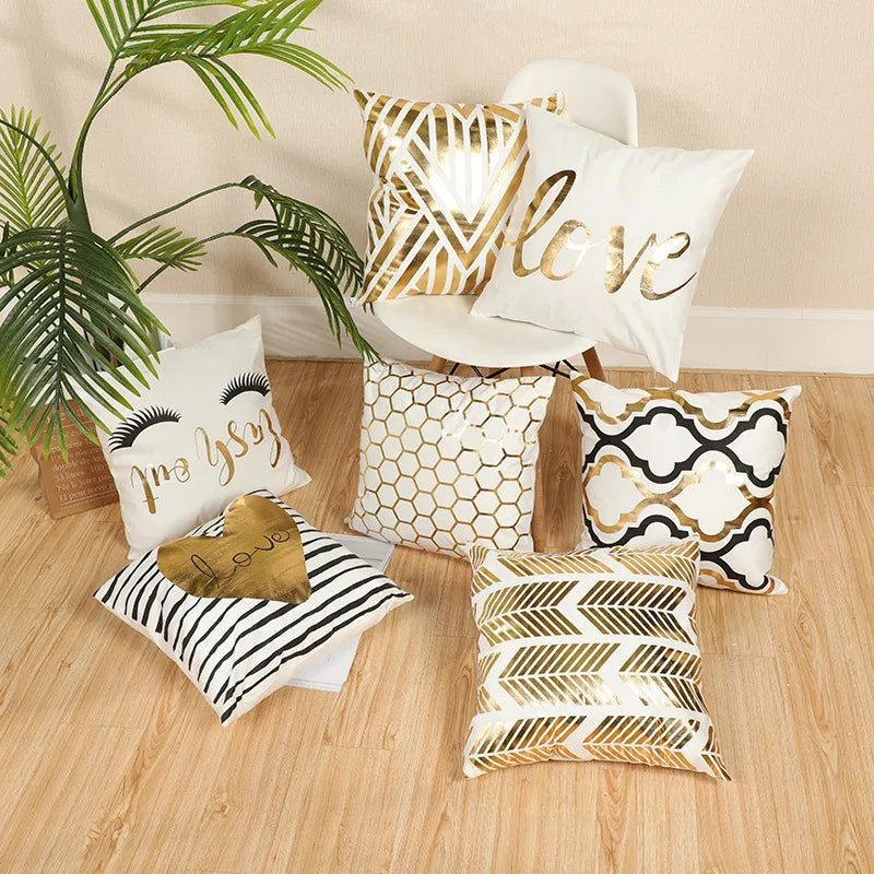 classical letter short plush pillow cases
