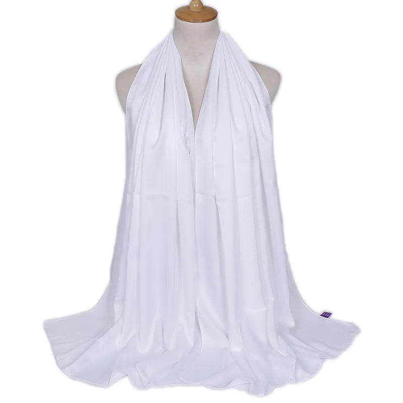 women's lady solid color satin silk scarves