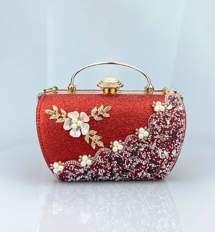 Rhinestone Polyester Geometric Flower Trapezoid Evening Bags