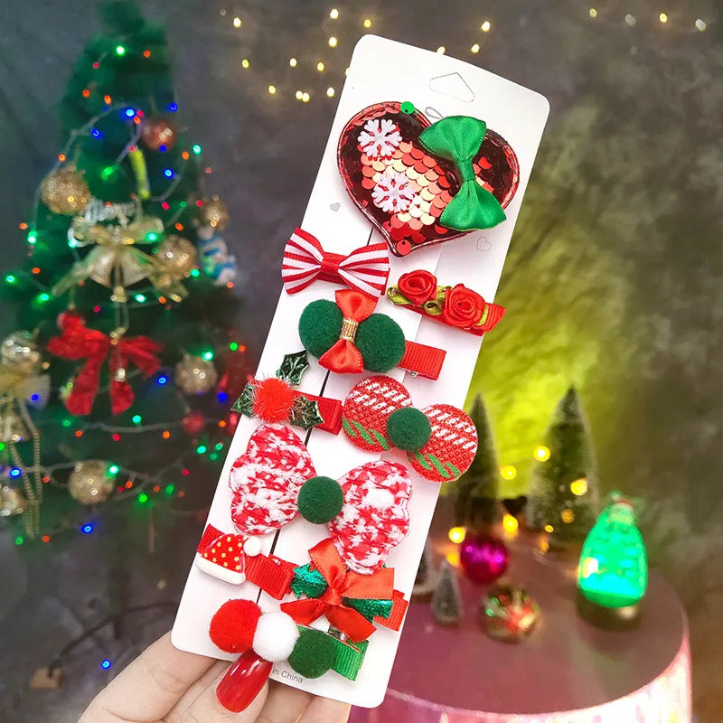 Christmas Christmas Bow Knot Cloth Metal Party Hairpin