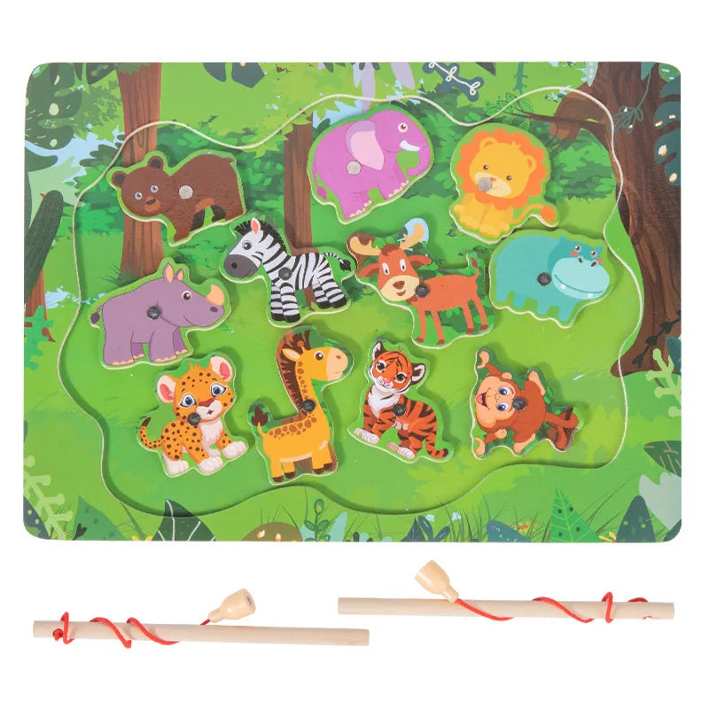 Magnetic Wooden Fishing Toy For Children Early Education Development Baby Intelligence Enhancement Preschool Parent-Child Game