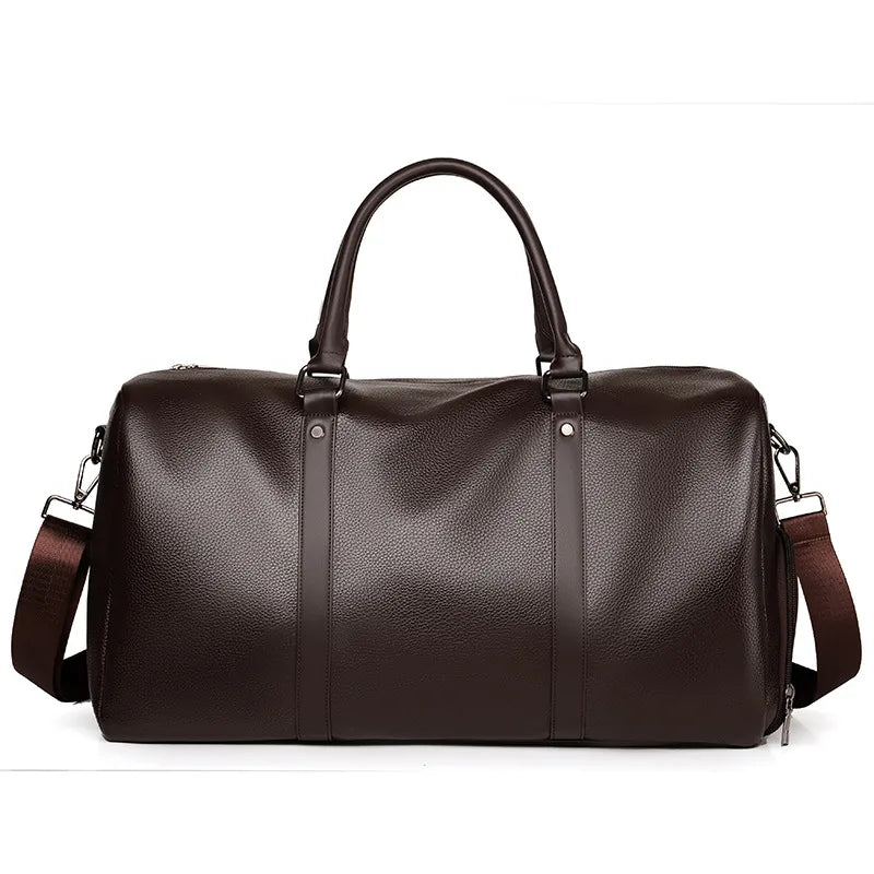 Unisex Classic Style Solid Color Pu Leather Waterproof Travel Bags