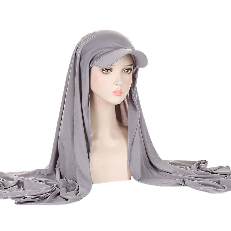 New Style Pure Color Women's Scarf Hat Middle East All-Match Overhead Muslim Headscarf Cap Spring Summer Autumn Winter