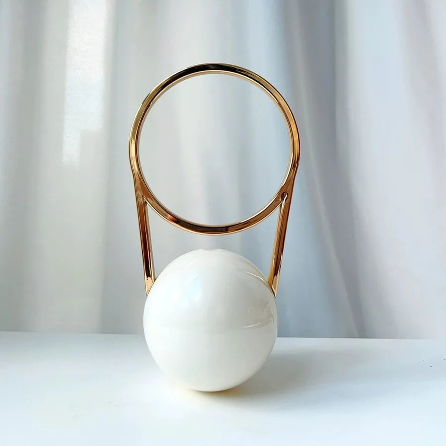 Elegant Round Ball Plated Handle PVC Dinner Bag Simple Fashion Show Handbag Small Fragrance Style  New Moon Bag Multicolor Splicing Macaron Color