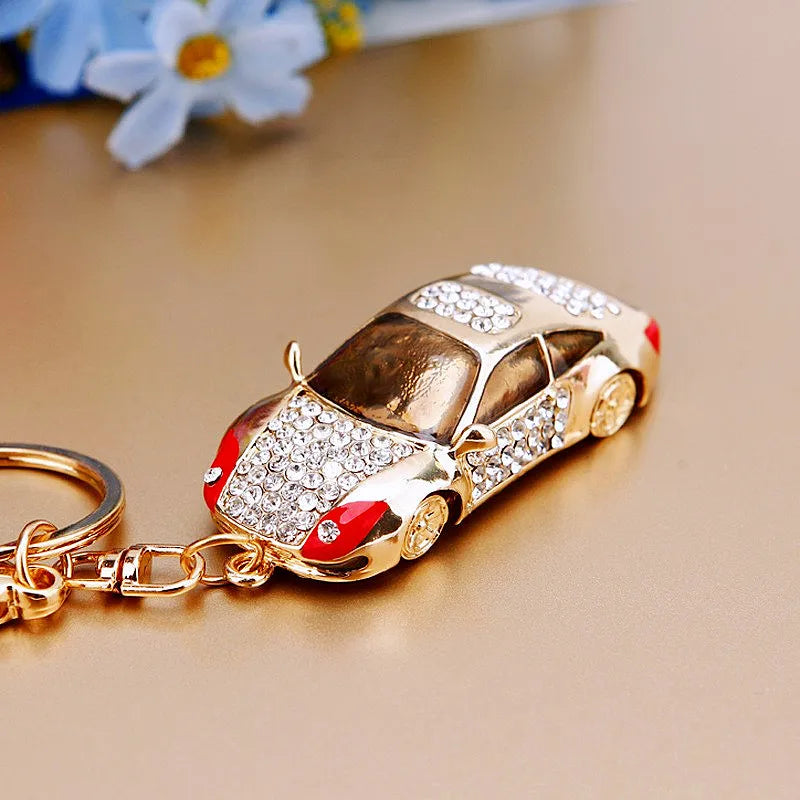 cute car metal diamond women's bag pendant keychain
