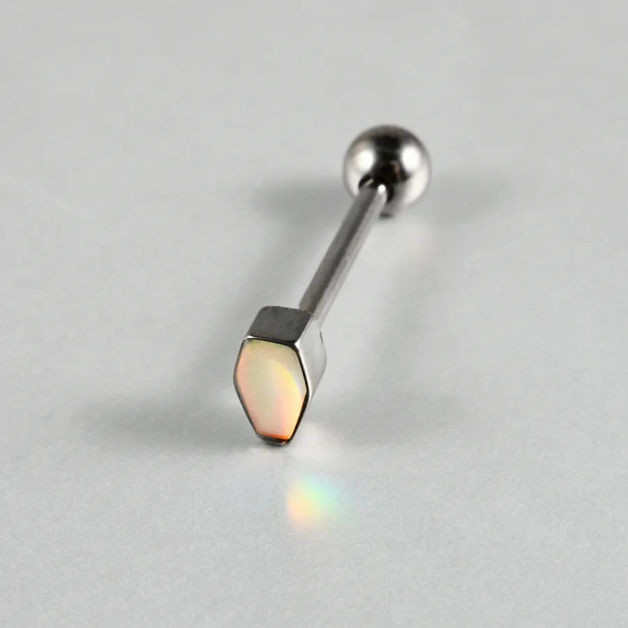 1 Piece Lip Rings Casual Elegant Vacation Coffin Horse Eye G23 Titanium Resin Opal Polishing Resin Opal Tongue Rings
