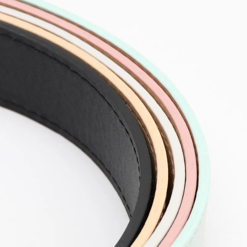 Women's Korean-style  Belt Alloy Japanese Pin Buckle Belt Shiny pu Belt Jeans Decorative Trouser Belt Spot