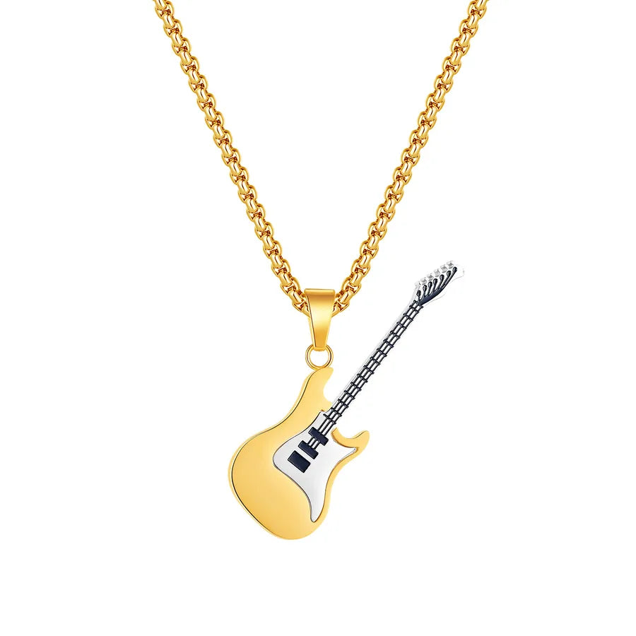 hip-hop guitar titanium steel plating pendant necklace 1 piece