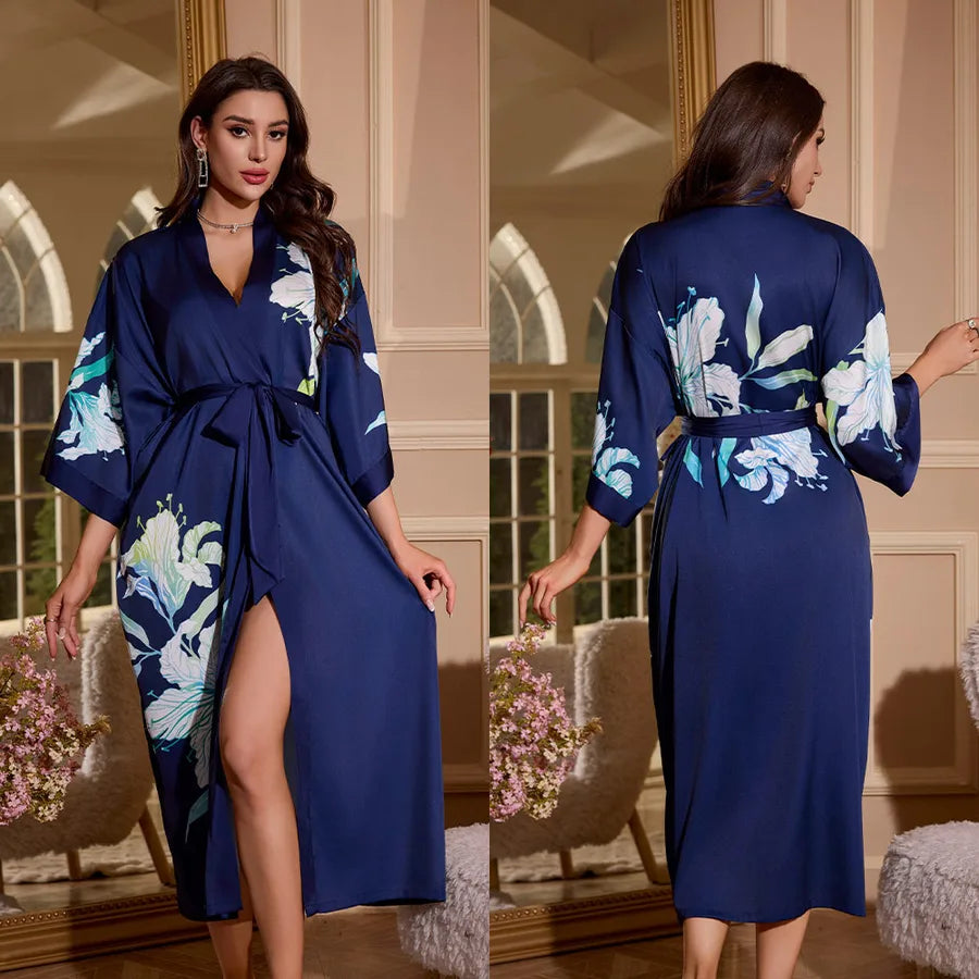 new satin chiffon ice silk light bathrobe multicolors