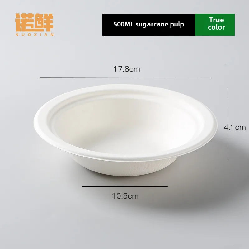 Disposable paper bowl tableware set paper bowl commercial household bowl degradable whole box disposable round bowl
