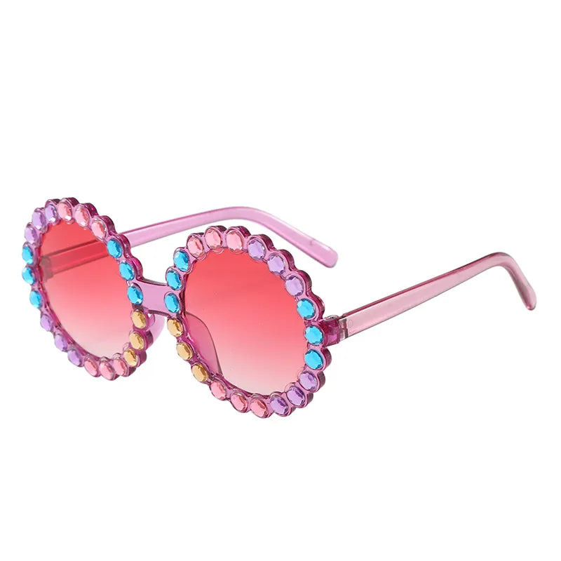 Hot-Selling Sunglasses Color Film Color Diamond Sunflower Sunglasses Colorful Children's Glasses