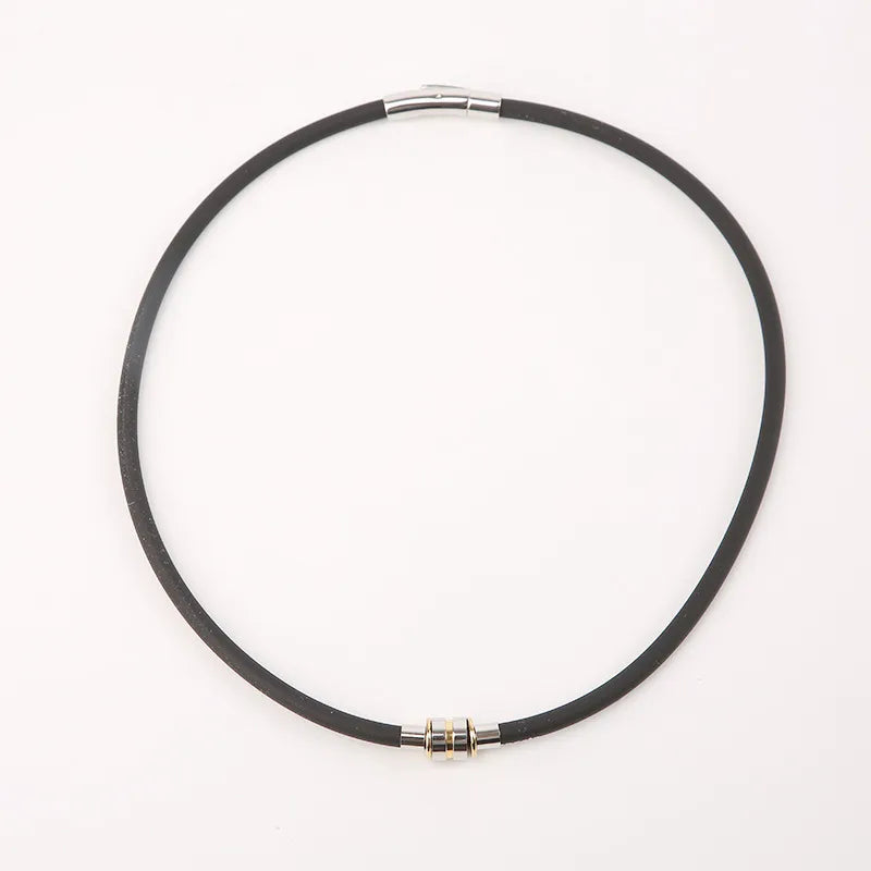 simple style solid color stainless steel silica gel titanium steel plating men's necklace