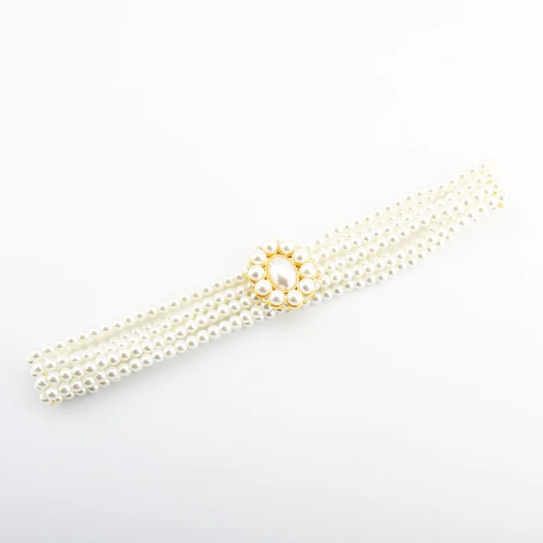simple style square oval flower plastic beaded inlay rhinestones women's chain belts 1 piece
