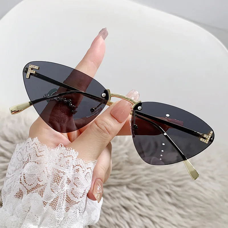 Basic Simple Style Solid Color Ac Cat Eye Frameless Women's Sunglasses