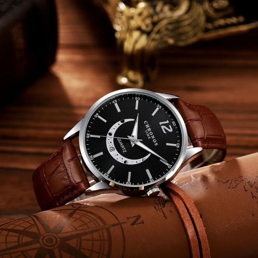 Casual Geometric Buckle Quartz Men's Watches