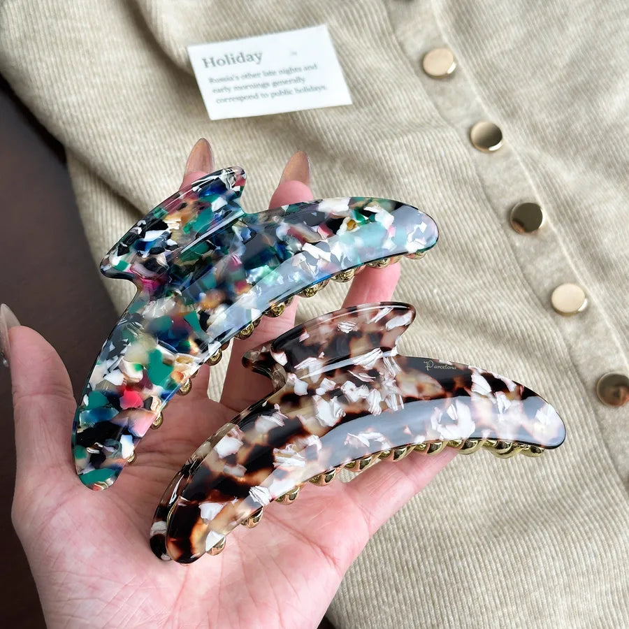 Large Versatile Shark Clamp Hair Clip Women's Fashion Acetate Moon Tooth Clamp Stylish Hair Accessories High-End Feeling