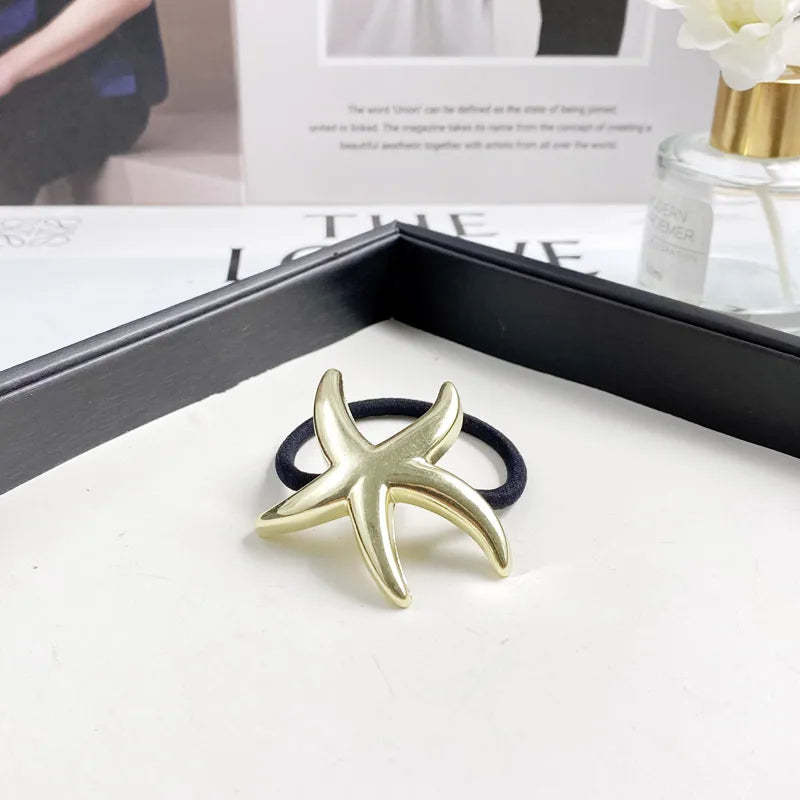 Fashion Alloy Hair Rope Starfish Butterfly Head Rope Barrettes Simple Temperament Hair Ring Headdress Female