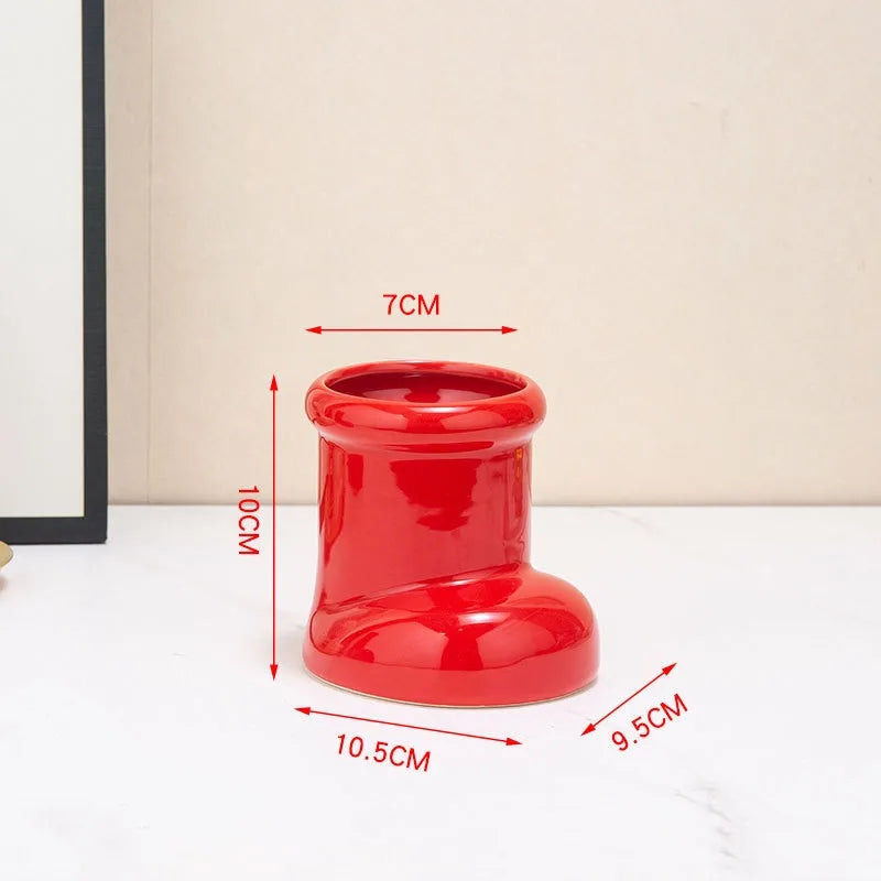 Casual Elegant Pastoral Boots ceramics Vase Artificial Decorations