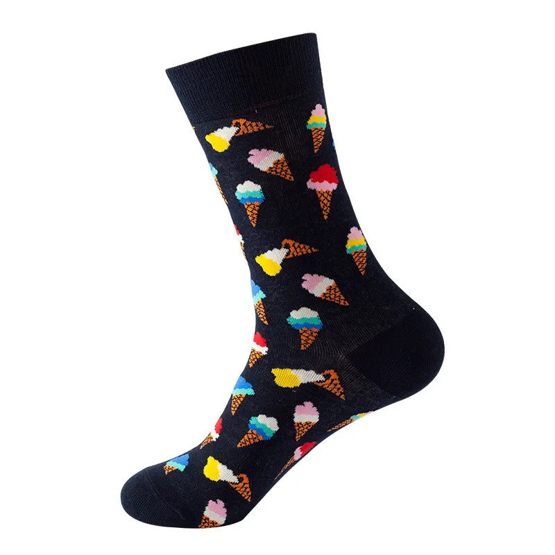 unisex casual cartoon nylon cotton jacquard crew socks 1 set