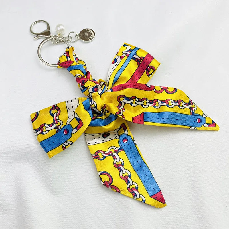 Sweet Simple Style Bow Knot Cloth Metal Unisex Bag Pendant Keychain
