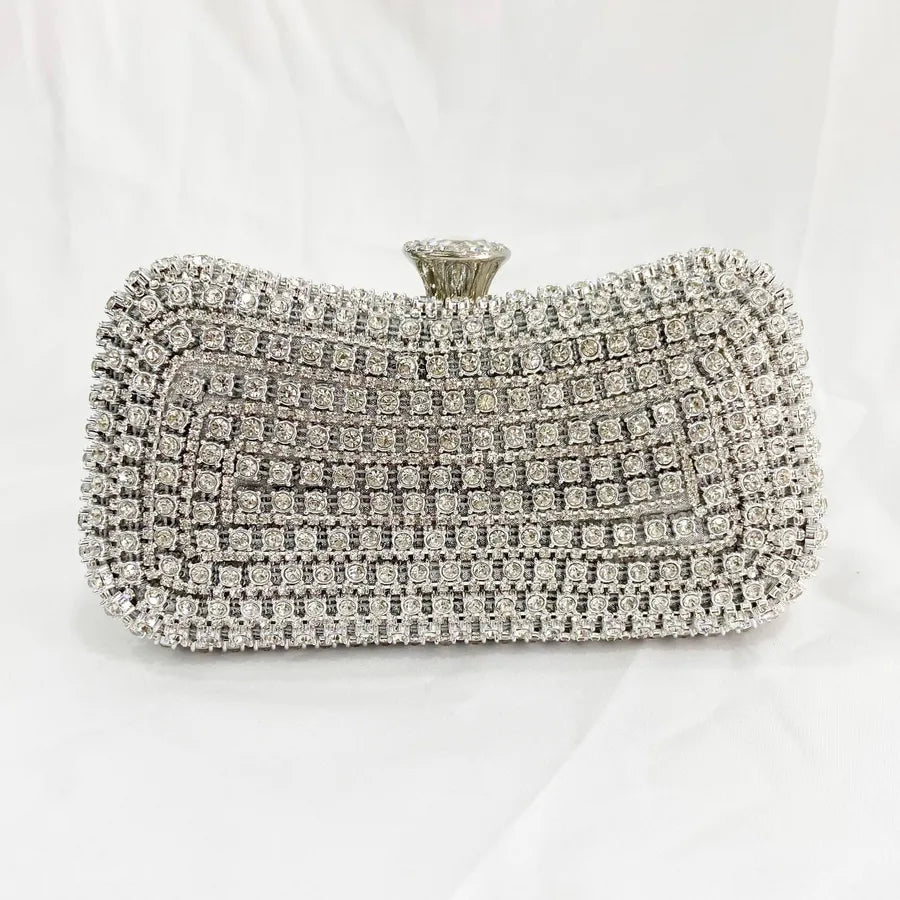 black gold silver pvc pu leather stripe rhinestone square evening bags