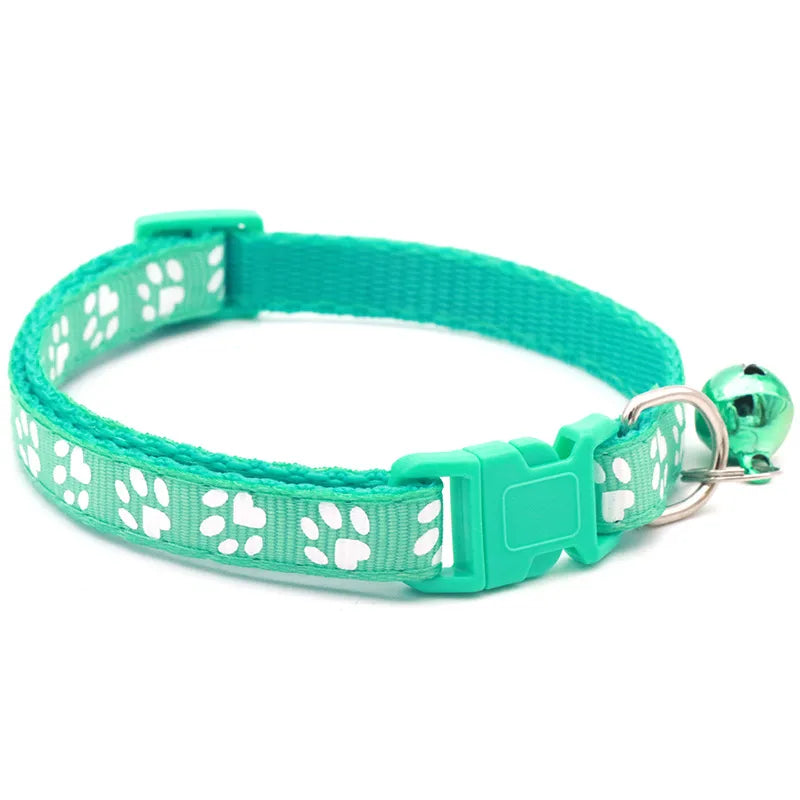casual pp solid color footprint pet collar