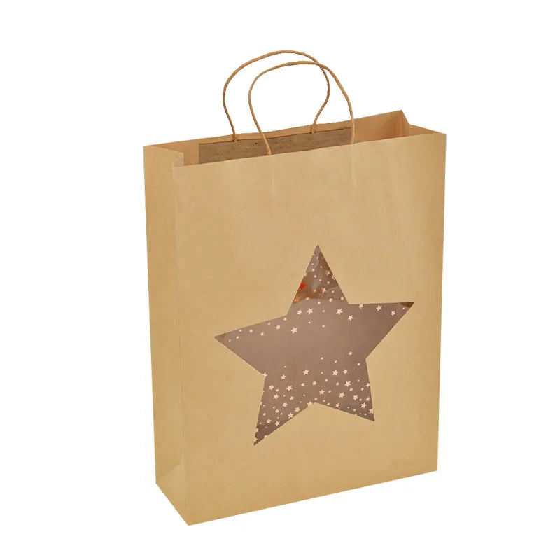 Creative Kraft Paper Gift Bag Handbag Window Shopping Birthday Simple Packaging Gift Bag