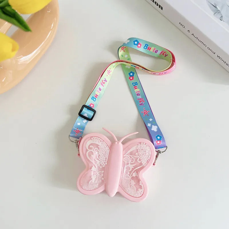 Children's Baby quicksand Butterfly Silicone Crossbody Small Bag Kneading Music Decompression Rodent Control Pioneer Girls Infant Bubble