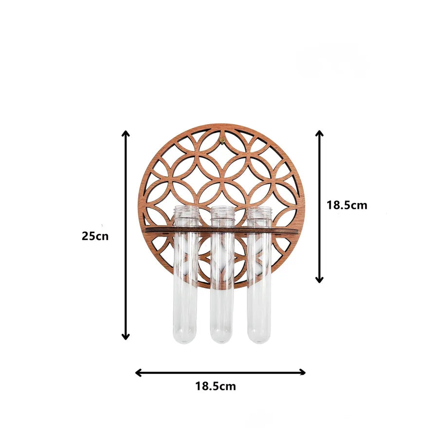Chinoiserie Geometric Moon Plastic Wood Storage Rack Wall Art