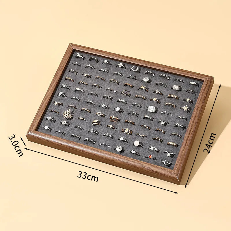 Creative Wooden Jewelry Display Tray Earring Storage Plate Jewelry Box Showcase Props Stand Wood Grain Pattern