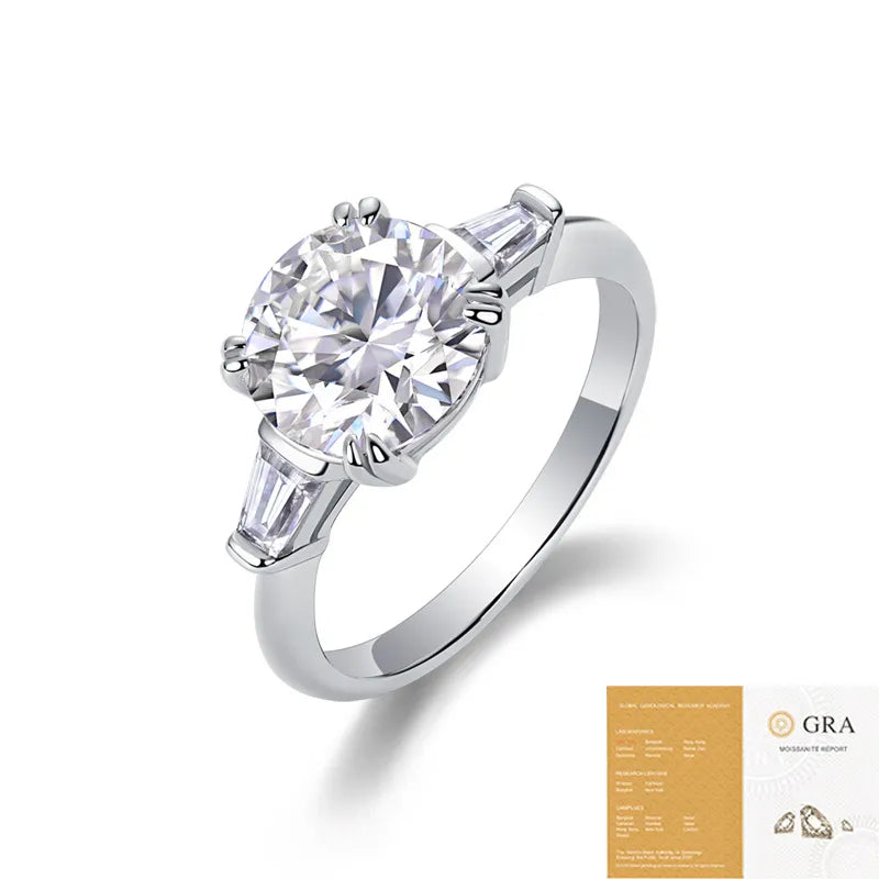 Moissanite 925 Sterling Silver Rings GRA Certificate Geometric Rings
