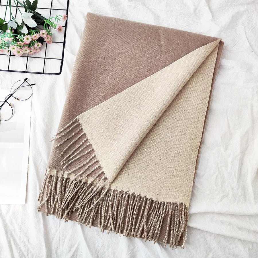 Unisex Sweet Simple Style Solid Color Imitation cashmere Polyester Scarf
