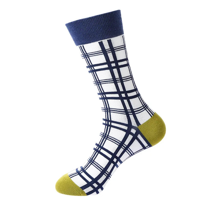 Men's Casual Sports Plaid Nylon Cotton Spandex Crew Socks 10 Pairs Per Pack