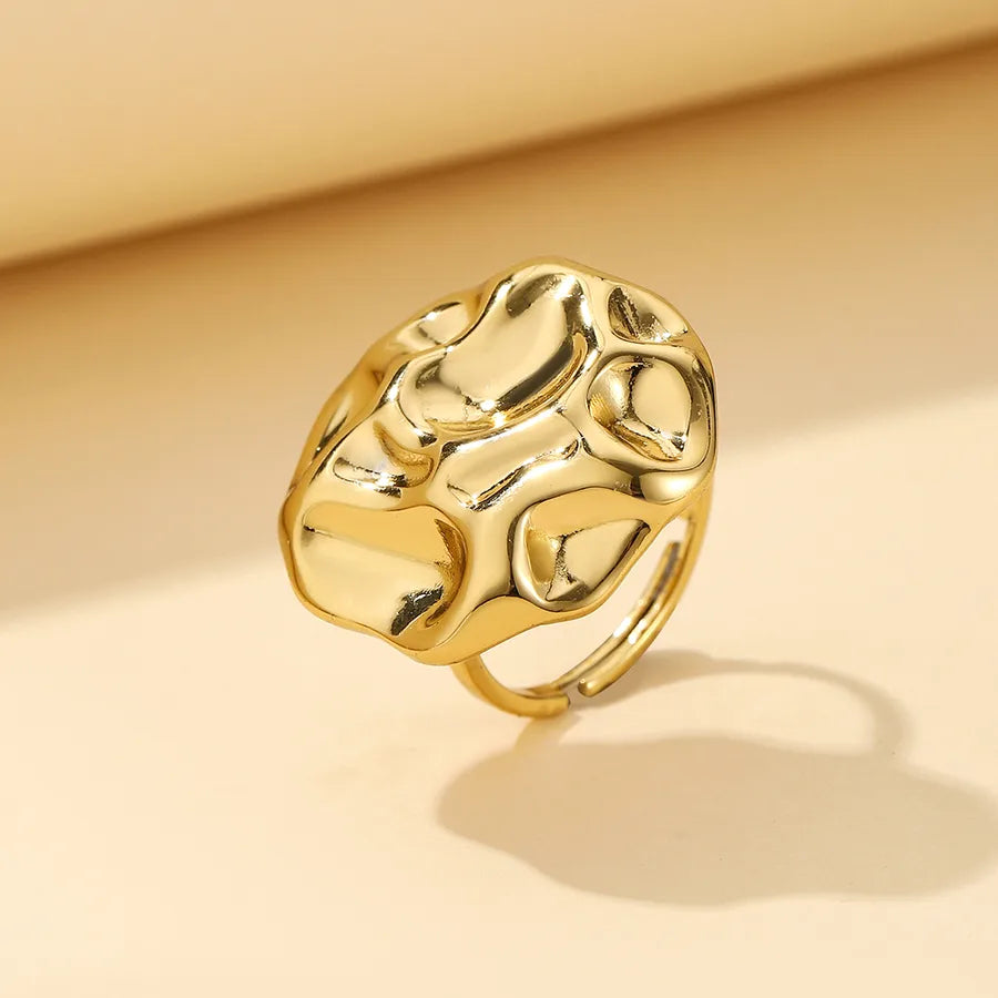 Wholesale Jewelry Artistic Solid Color 304 Stainless Steel 14K Gold Plated Rings