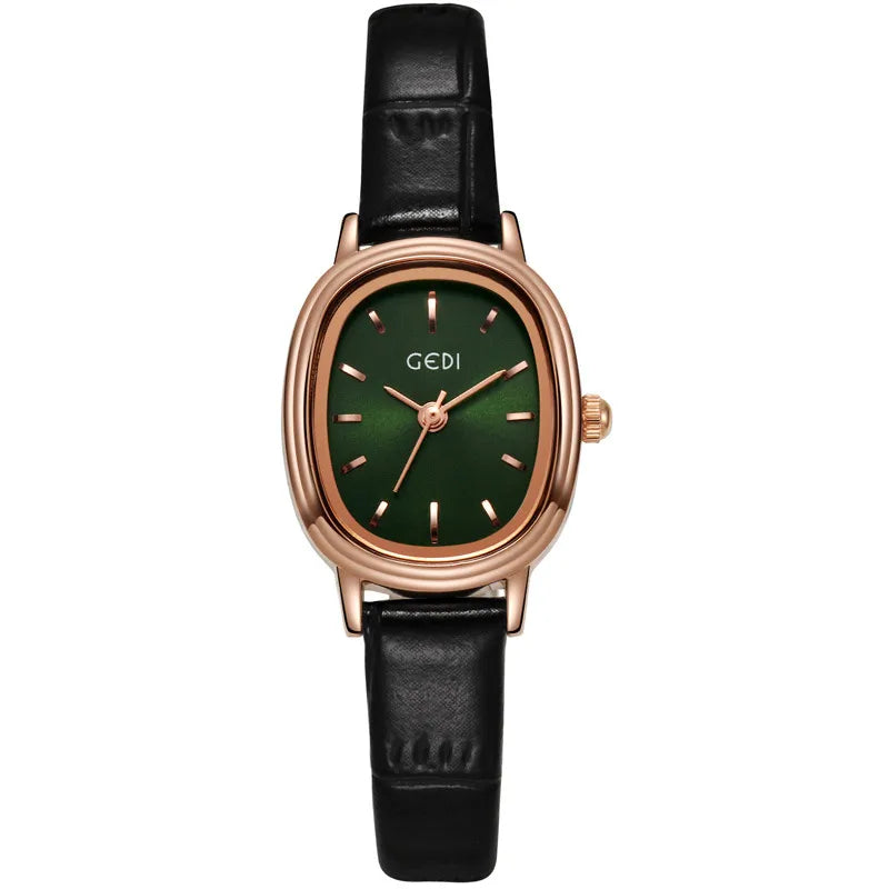 Retro Solid Color Buckle Quartz Watch Women's Watches