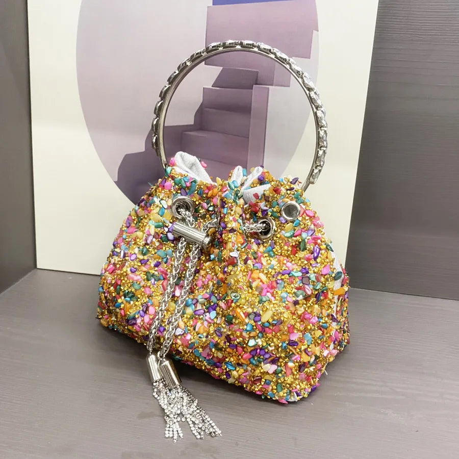 Women's Medium Polyester Solid Color Streetwear Bucket String Bucket Bag